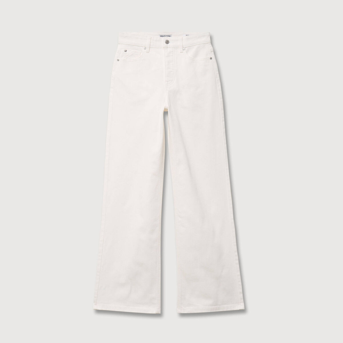 Jeans large taille haute denim blanc femme