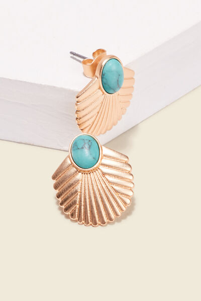 Boucles d'oreilles clous bleu clair femme