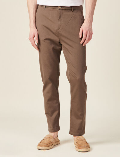 Pantalon chino 7/8ème taupe homme