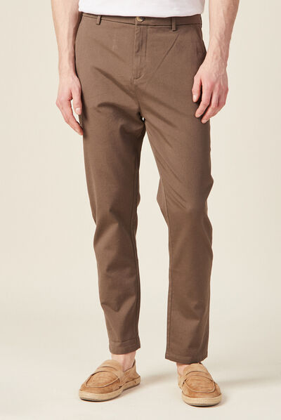 Pantalon chino 7/8ème taupe homme