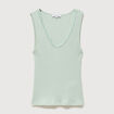 D&eacute;bardeur col v bretelles dentelle vert pastel femme