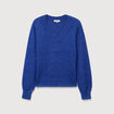 Pull droit col v manches longues bleu electrique femme