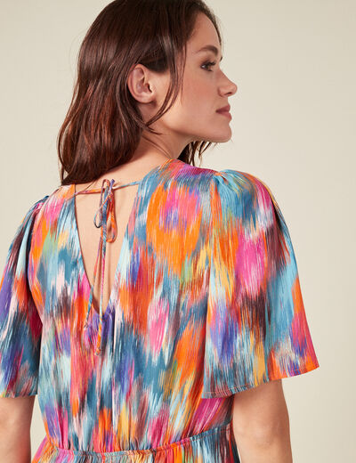 Robe longue droite fluide multicolore femme