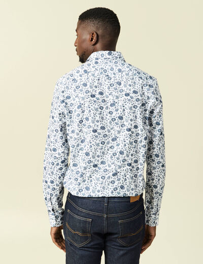 Chemise en coton manches longues blanc homme