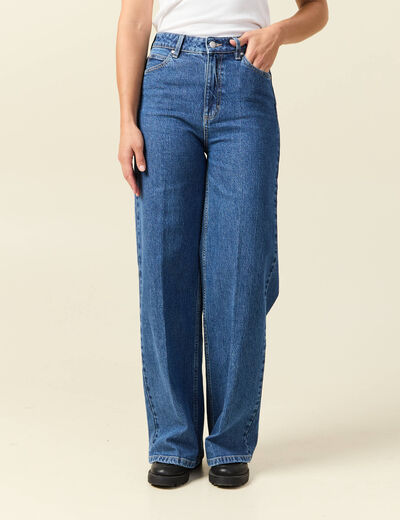 Jeans large taille haute denim stone femme