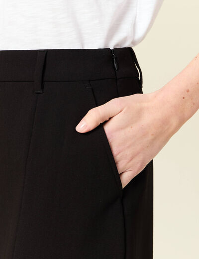 Jupe midi droite fendue noir femme