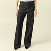 Pantalon wide large taille haute gris fonc&eacute; femme