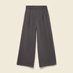 Pantalon large taille haute fluide gris femme