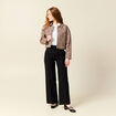 Pantalon large taille haute noir femme