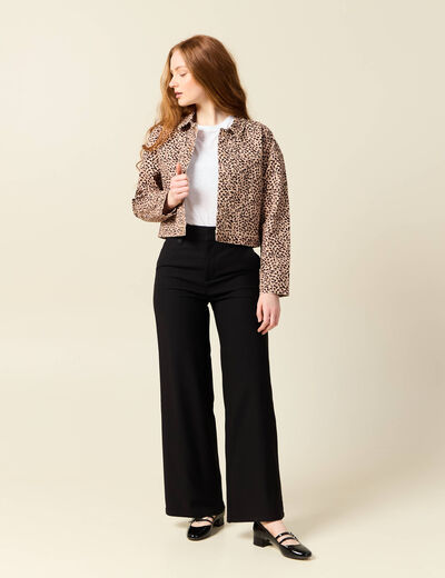 Pantalon large taille haute noir femme