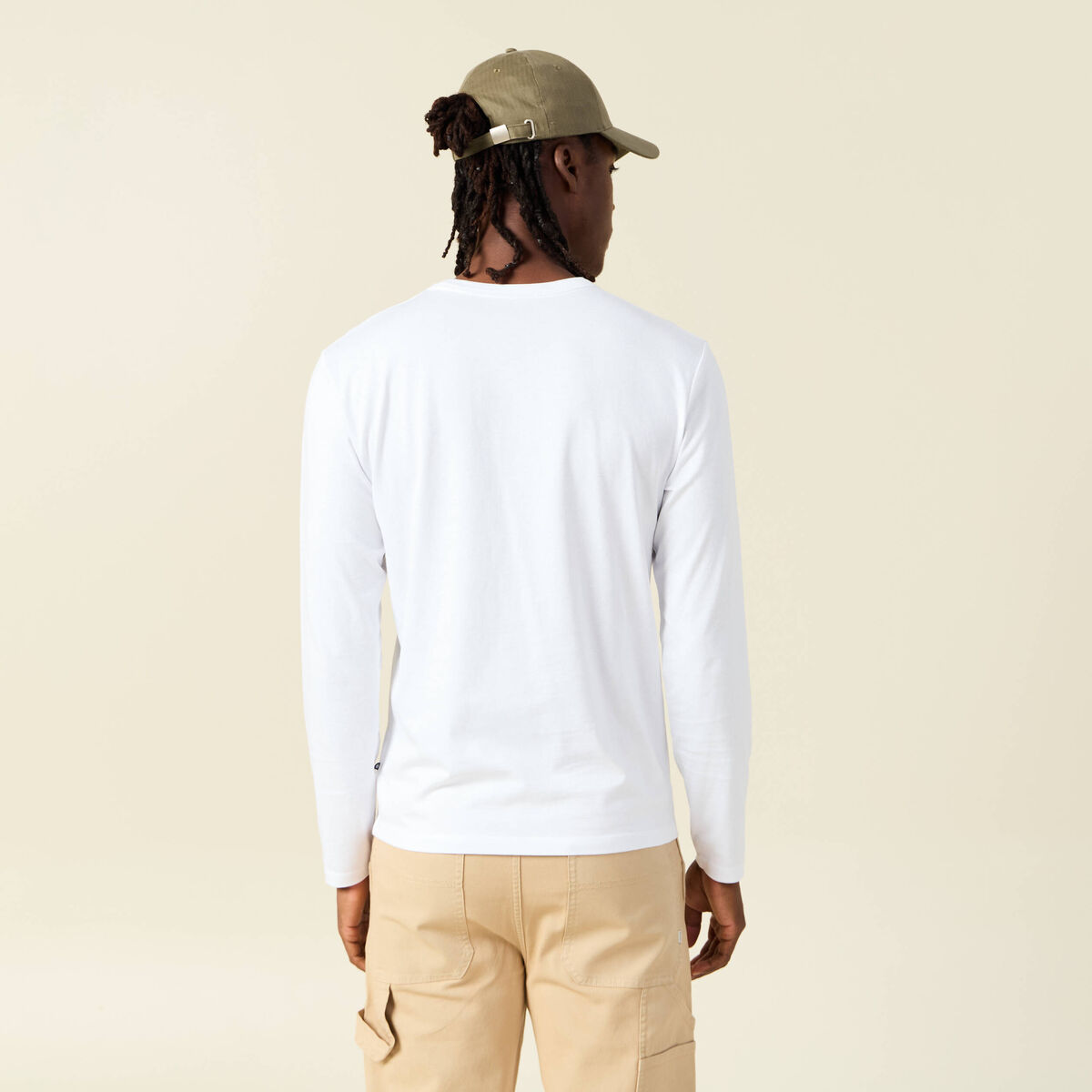 T-shirt en coton manches longues blanc homme