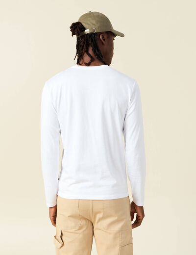 T-shirt en coton manches longues blanc homme