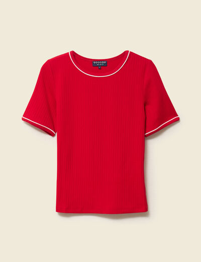 T-shirt ajusté court manches courtes rouge femme