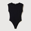 Body ajust&eacute; col rond manches d&eacute;bardeur noir femme