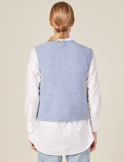 Pull éco-responsable bleu gris femme