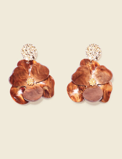 Boucles d'oreilles pendantes marron foncé femme