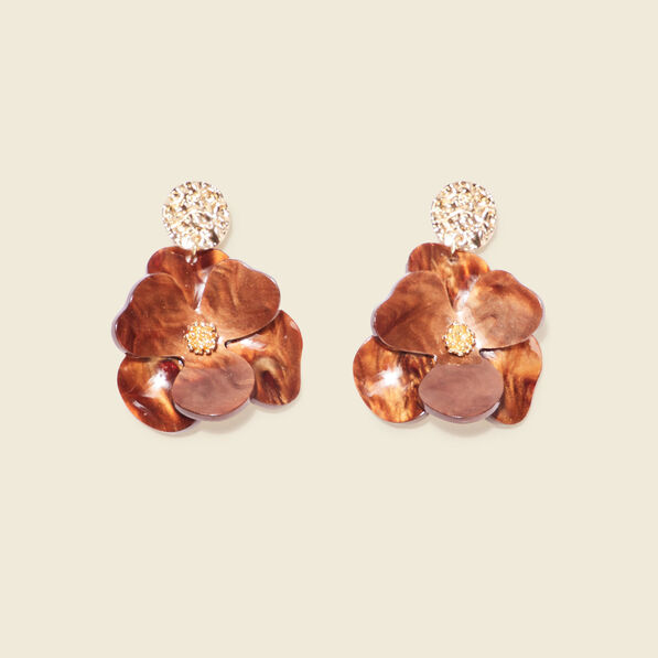 Boucles d'oreilles pendantes marron foncé femme