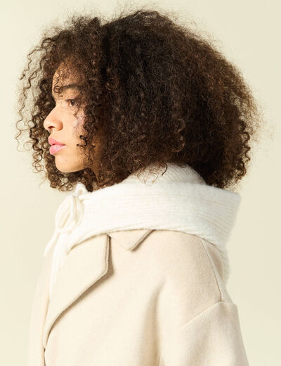 Cagoule tricot&eacute;e ecru femme