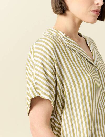 Chemise manches 3/4 vert kaki femme