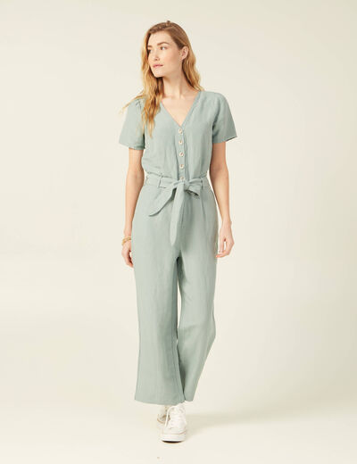 Combinaison éco-responsable vert pastel femme