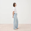 Jeans large taille haute denim bleach femme