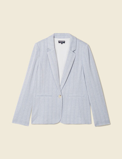 Veste blazer droite bleu gris femme
