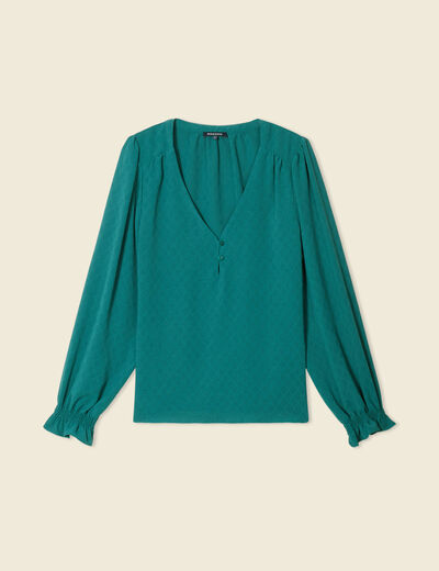 Blouse manches longues vert canard femme