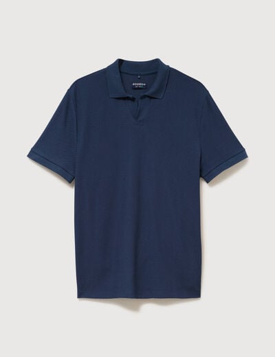 Polo manches coude bleu fonc&eacute; homme