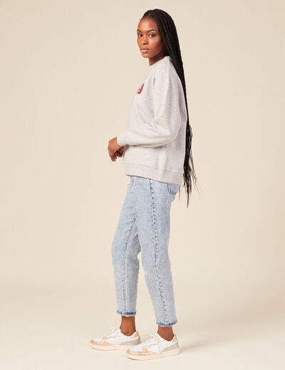 Sweat manches longues gris femme