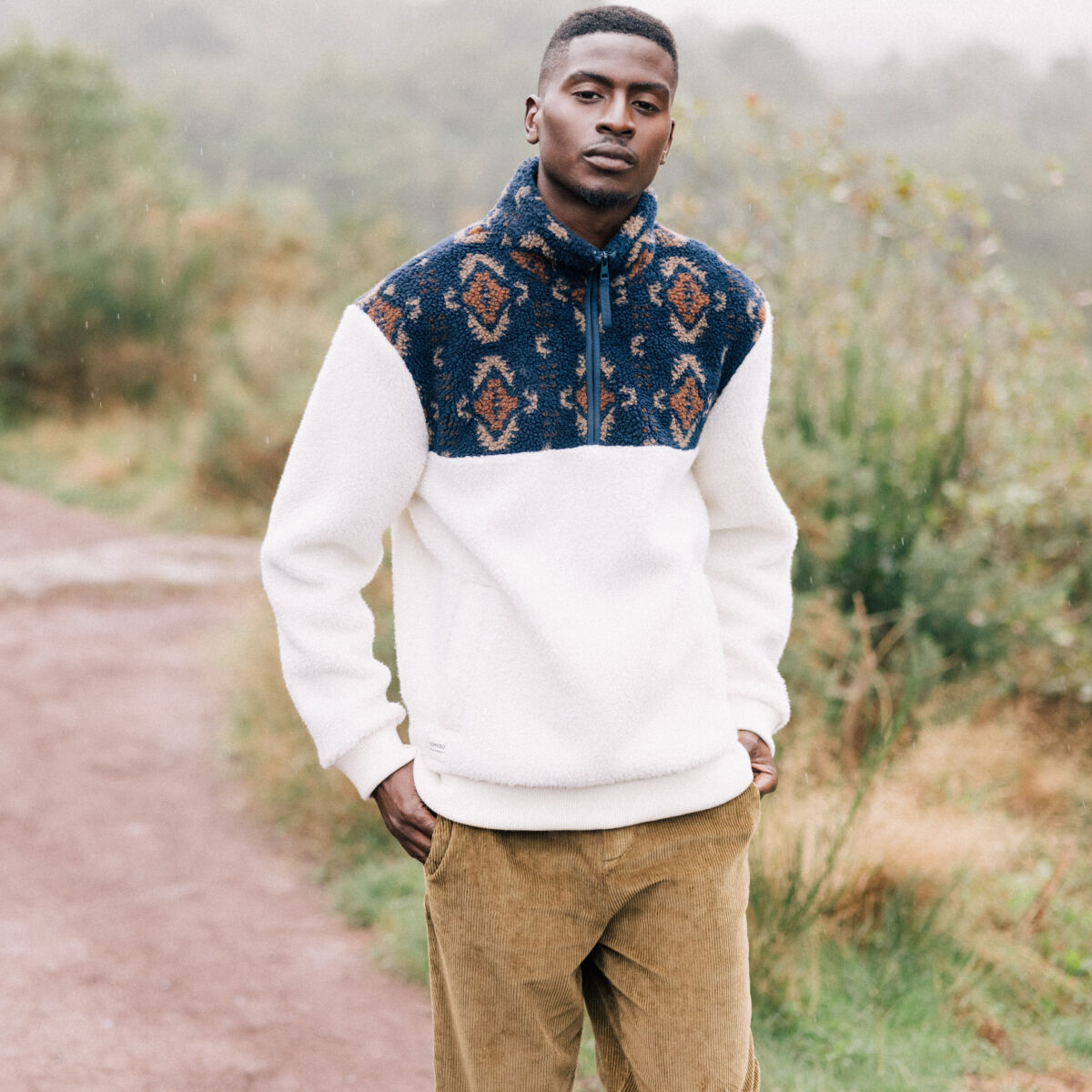 Sweat col camionneur ecru homme