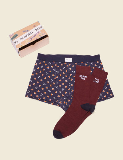 Ensemble boxer et chaussettes multicolore homme