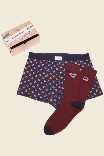 Ensemble boxer et chaussettes multicolore homme