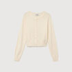Gilet droit cropped manches longues creme femme