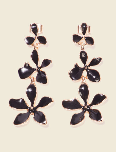 Boucles d'oreilles pendantes noir femme