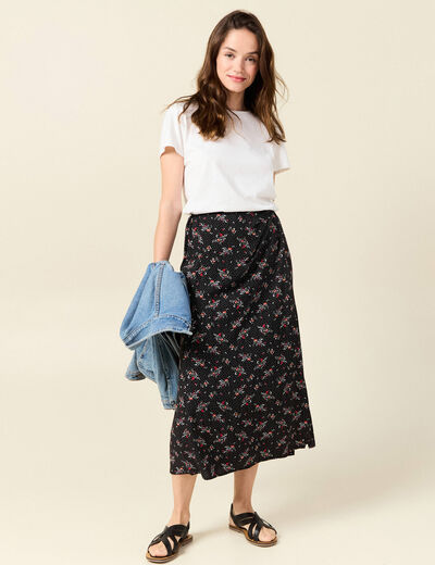 Jupe longue évasée noir femme