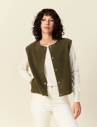 Gilet sans manches vert kaki femme