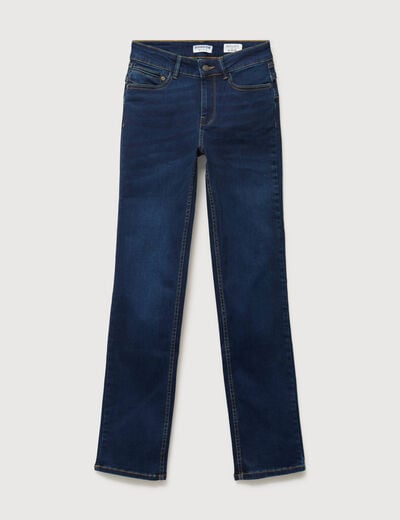 Jeans regular taille haute denim brut femme