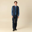Pull fin col rond manches longues bleu fonc&eacute; homme