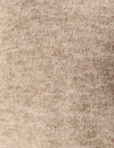 Pull col V manches longues marron clair femme
