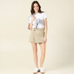 Jupe-short droite en jean vert kaki femme