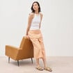 Pantalon large taille haute 3/4 en coton orange abricot femme