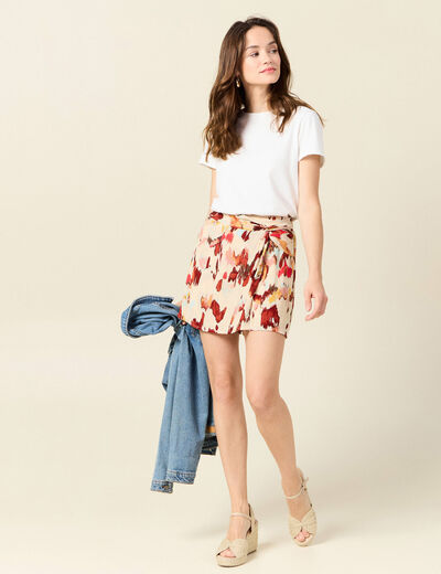 Jupe-short droite fluide sable femme