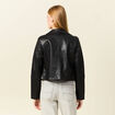 Blouson ajusté simili cuir noir femme