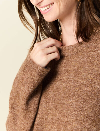 Pull manches longues marron foncé femme