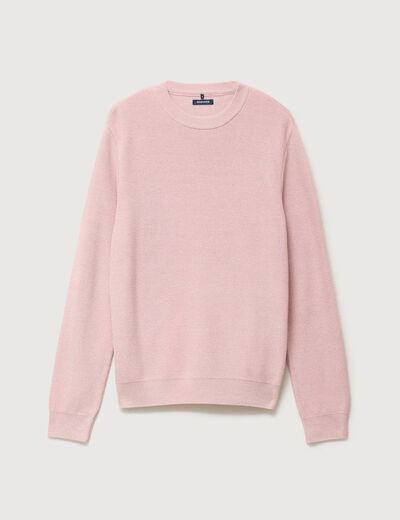 Pull droit col rond manches longues rose pastel homme