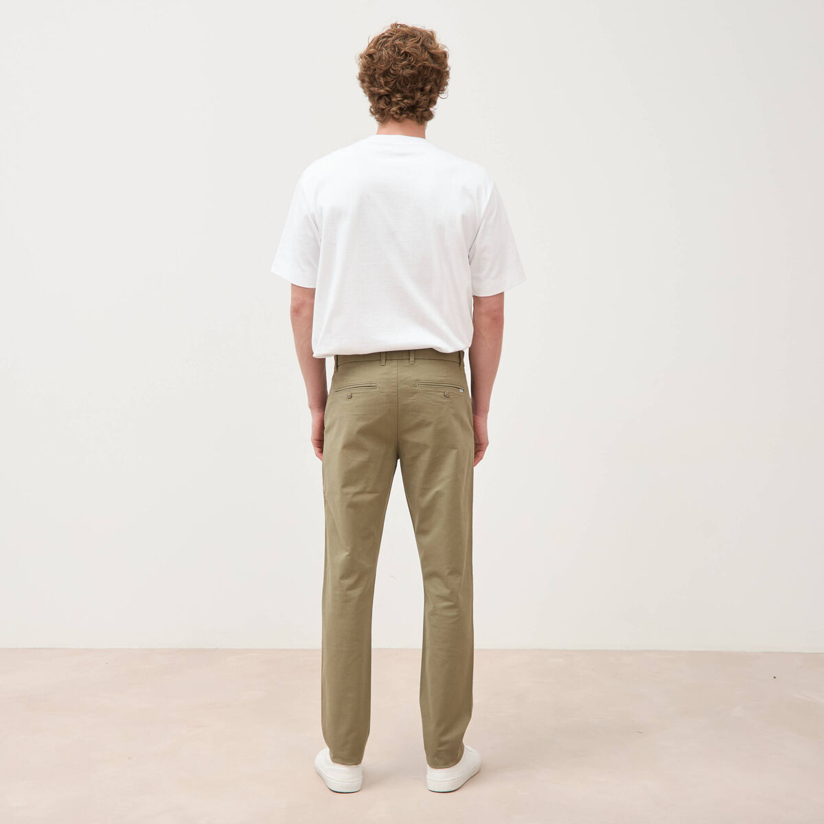 Pantalon chino slim vert kaki homme