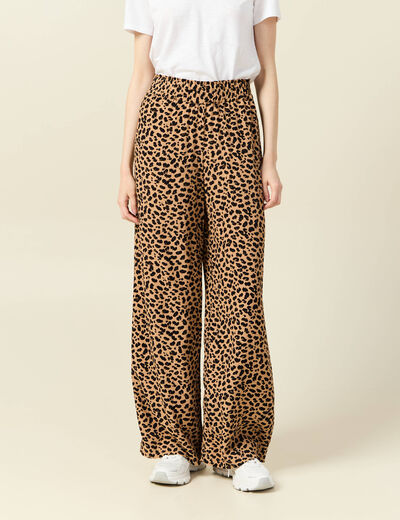 Pantalon large fuide camel femme