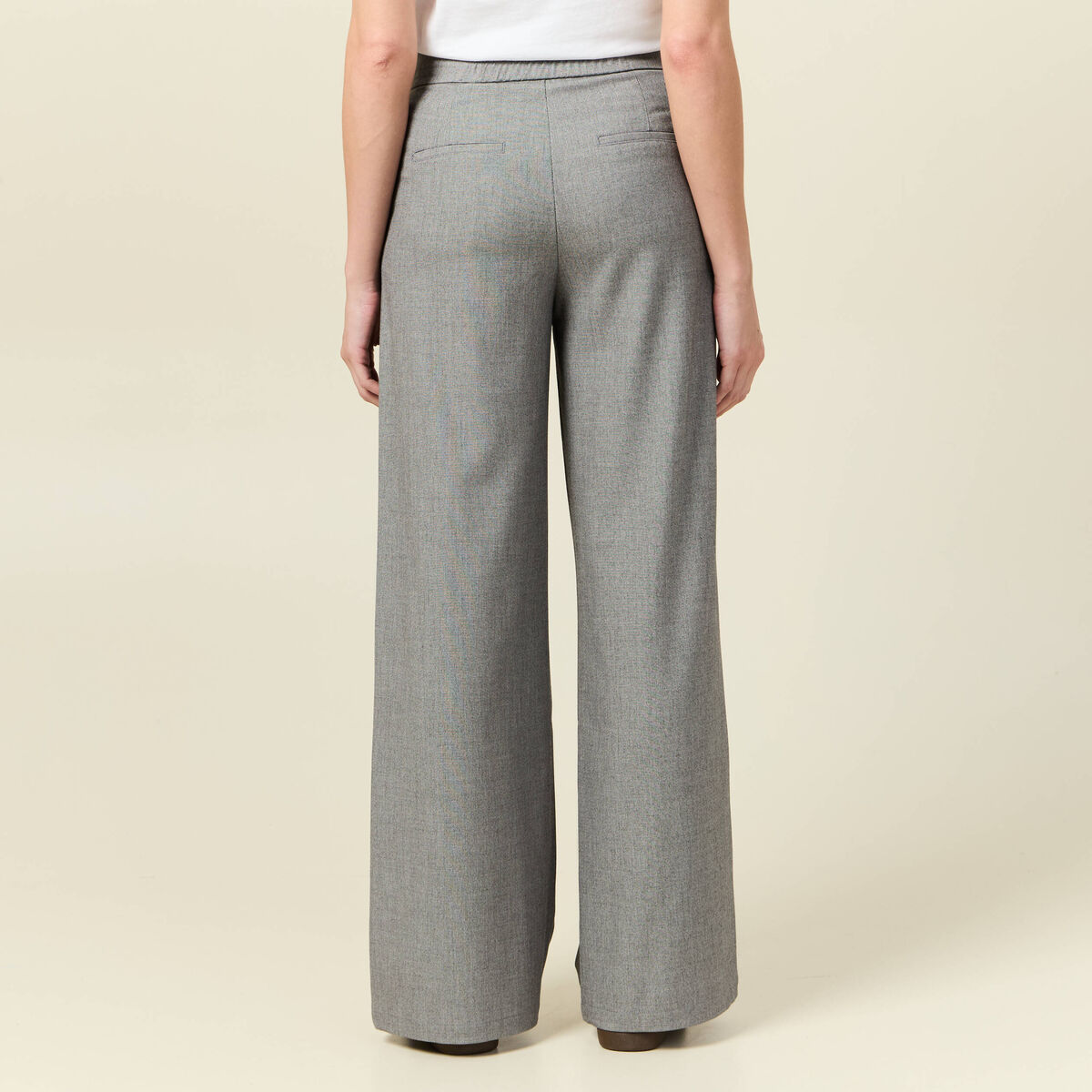 Pantalon large fluide gris femme