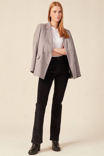 Pantalon bootcut velours noir femme