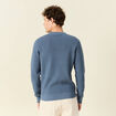 Pull manches longues col rond bleu gris homme